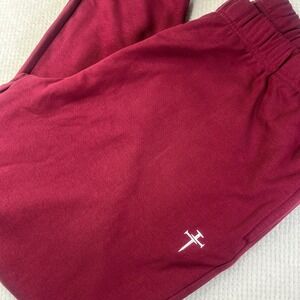 Three Nails Mens Burgundy Fleece Jogger Sweatpants XXL Maroon Logo Activewear